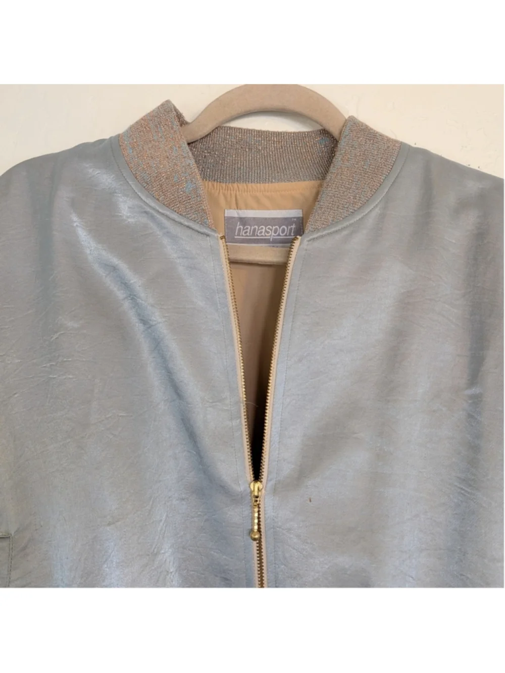 VTG Blue Silver Rose Gold Bomber Jacket and Pants Set 80s Retro Sport Leisure